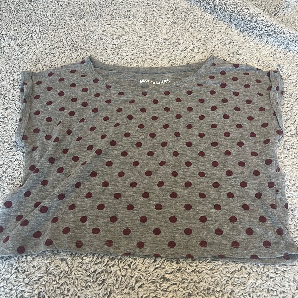 Gray Fitted Crop Top with Short Sleeves